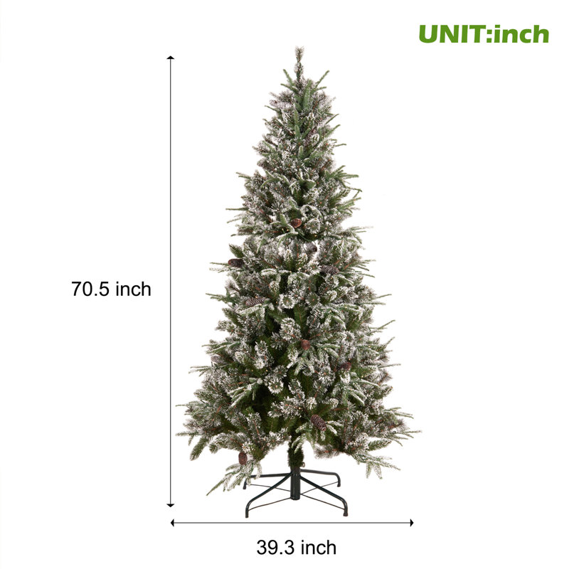 6-ft Pre-lit Pre-decorated Spruce Christmas Tree - 1273 Tips, 29 Pinecones, 240 Lights, Metal Base