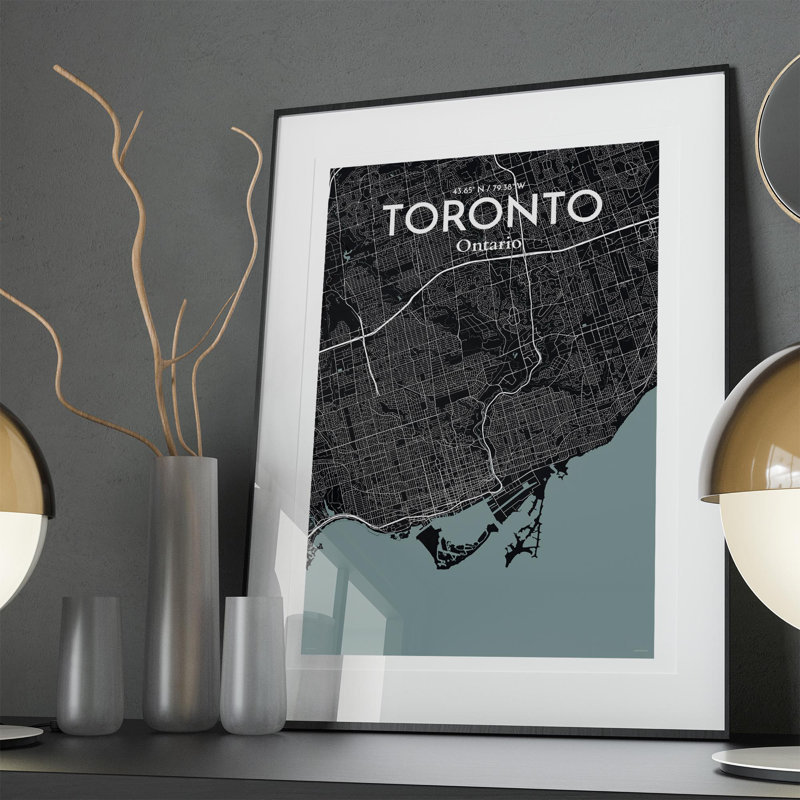 Toronto City Map in Midnight 1 Piece Wall Art, 36cm H x 24cm W x 0.05cm D
