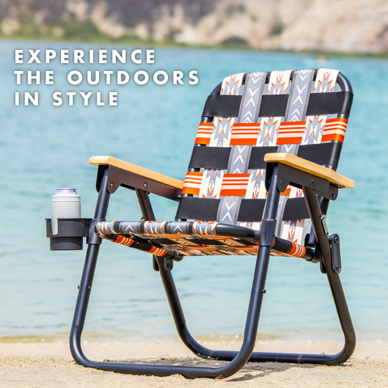 GoSports Outdoors WOVN Premium Beach & Camping Chair - Folding Backpack Chair for Adults, Orange/Mesa
