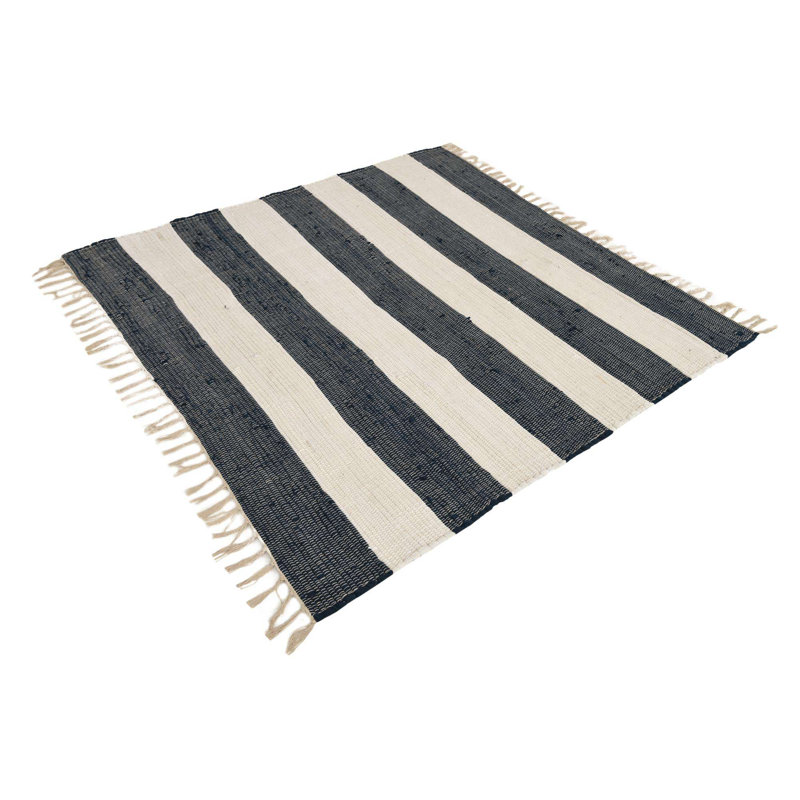 Priolo Cotton Striped Indoor Rug, Square 5'1"