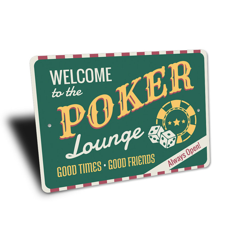 Plaque de bienvenue en aluminium Poker Lounge, H 12 po x l 18 po x P 0,06 po