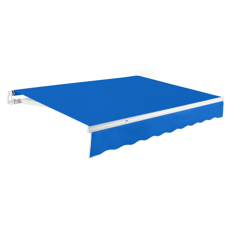 Auvent de patio rétractable Awntech Maui, l 16 pi x P 10 pi, Moteur à droite, Bleu vif