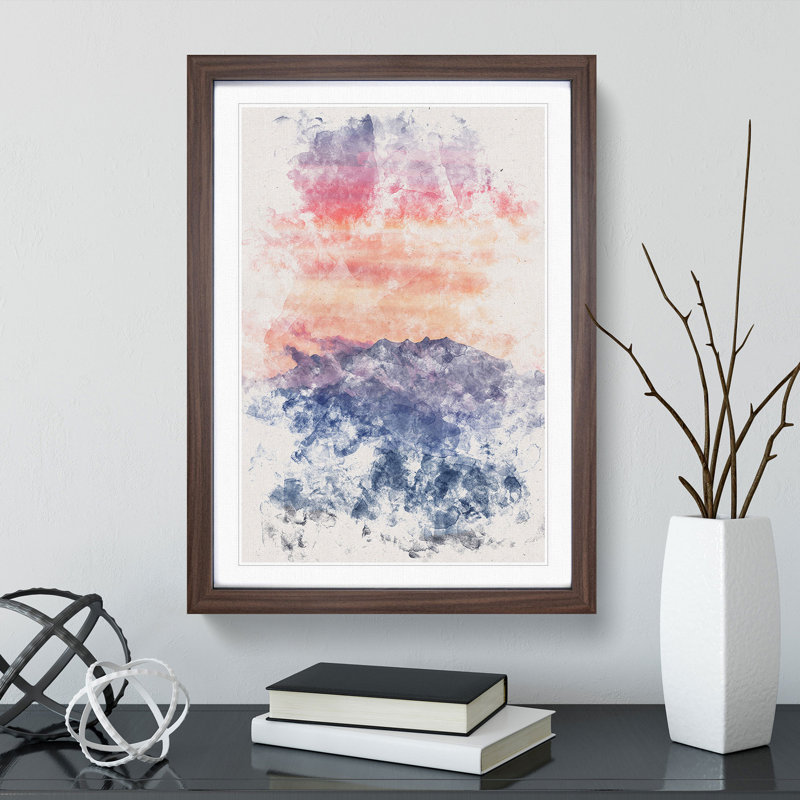 Swiss Mountain - Framed Print, 33cm H x 24cm W x 2cm D, Walnut Framed
