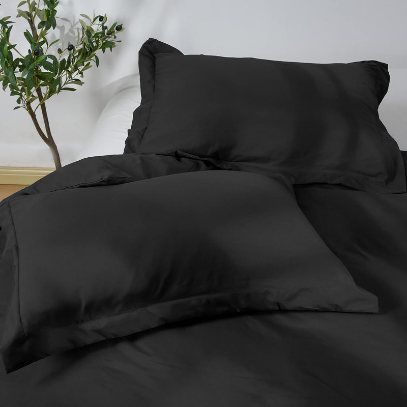 Ensemble de housse de couette 3 pièces Lavanya, Housse de couette pour très grand lit et 2 très, Noir