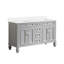 Meuble-lavabo en bois massif H 35 po x l 60 po Elmmanual avec comptoir en quartz blanc Carrera résistant aux taches et lavabo double-881179423