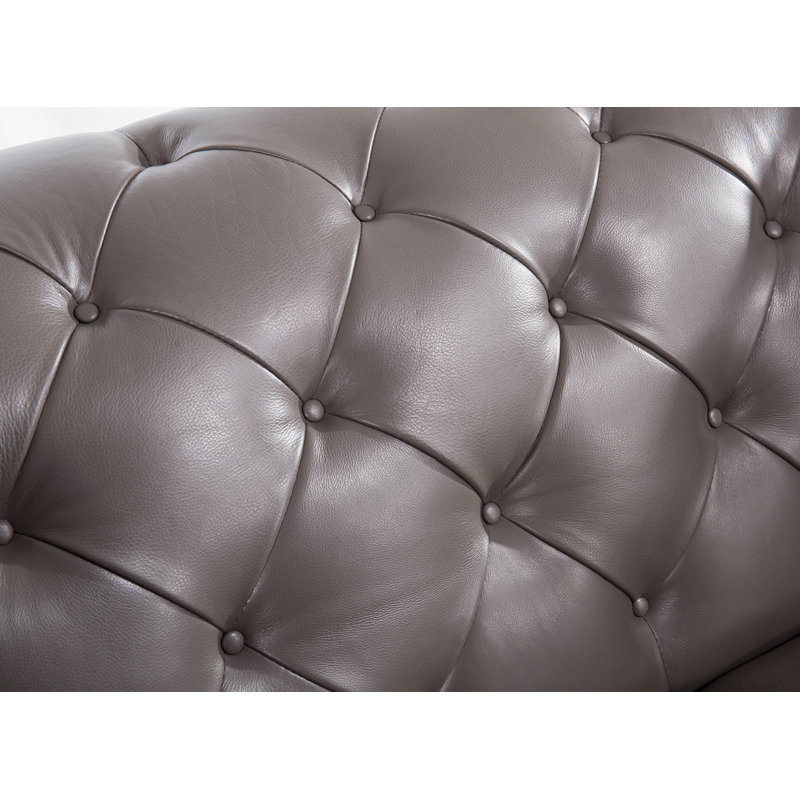 Causeuse Avani, Cuir véritable taupe