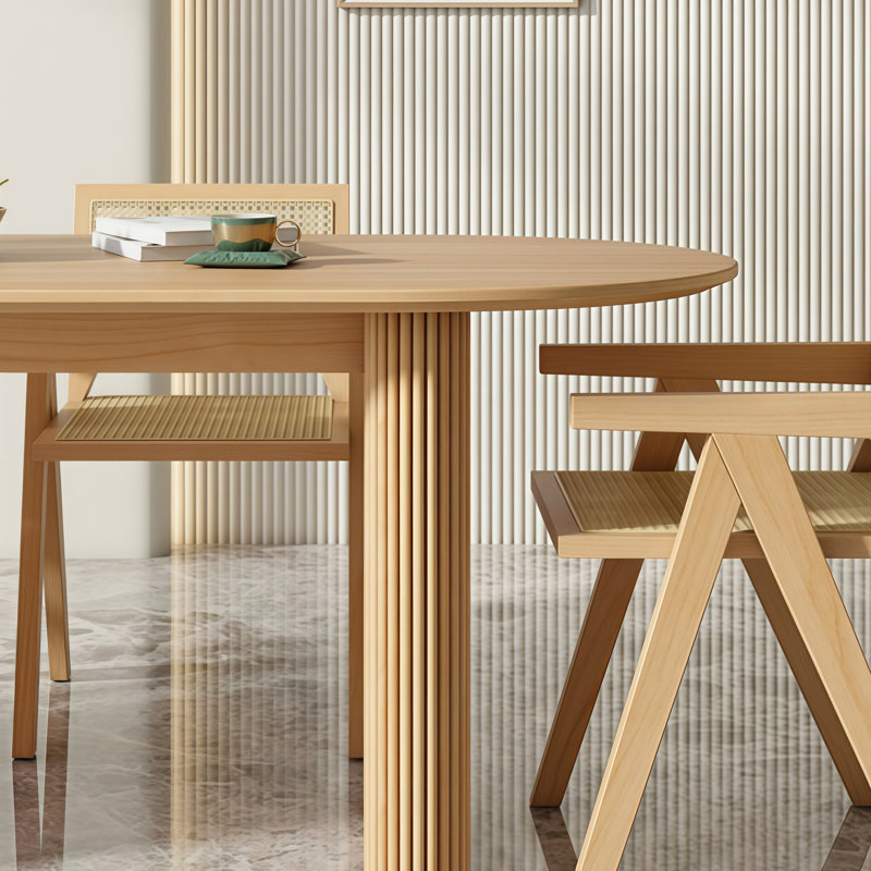 Oval Burlywood Solid Wood Dining Table, 29.5"H x 63"L x 27.6"W