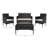 Wood Wicker 4 - Person Patio Conversation Set with Cushions-1263727851