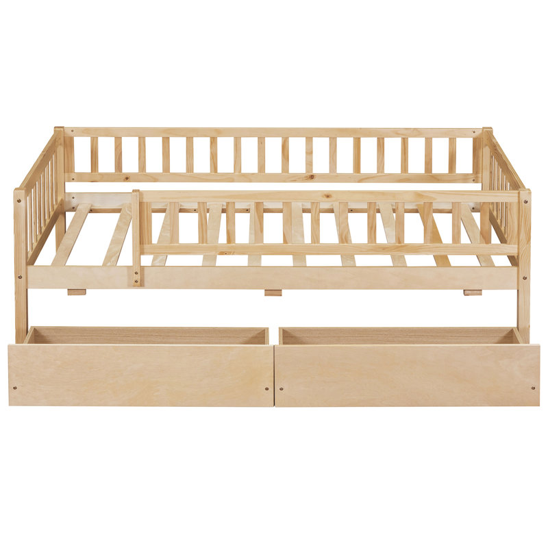 Lit de jour simple avec tiroirs de rangement - Améliore l'utilisation de l'espace et l'esthétique dans la construction robuste en bois naturel