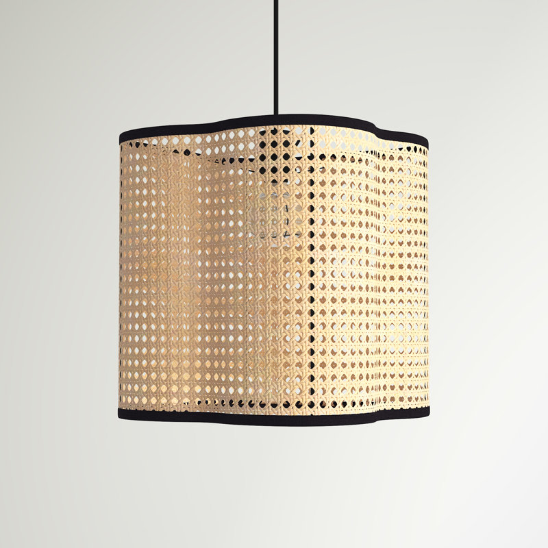 Luminaire suspendu en rotin et velours à 1 lumière Gal