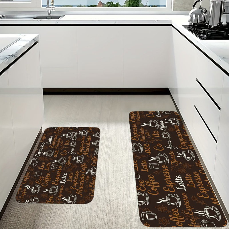 Ensemble de 2 tapis de flanelle à motif de tasse à café