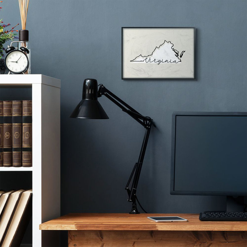 «Virginia Home State Map Neutral Design», impression sur toile, Cadre noir, H 11 po x l 14 po x P 1,5 po