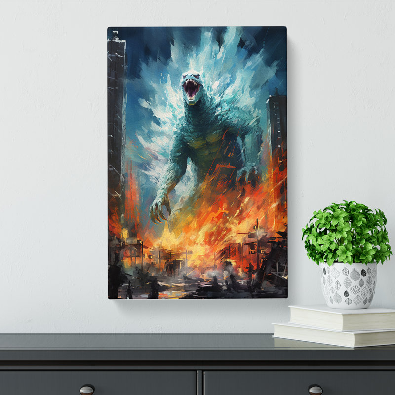 Godzilla Impressionism - No Frame Print, 60cm H x 40cm W x 3cm D