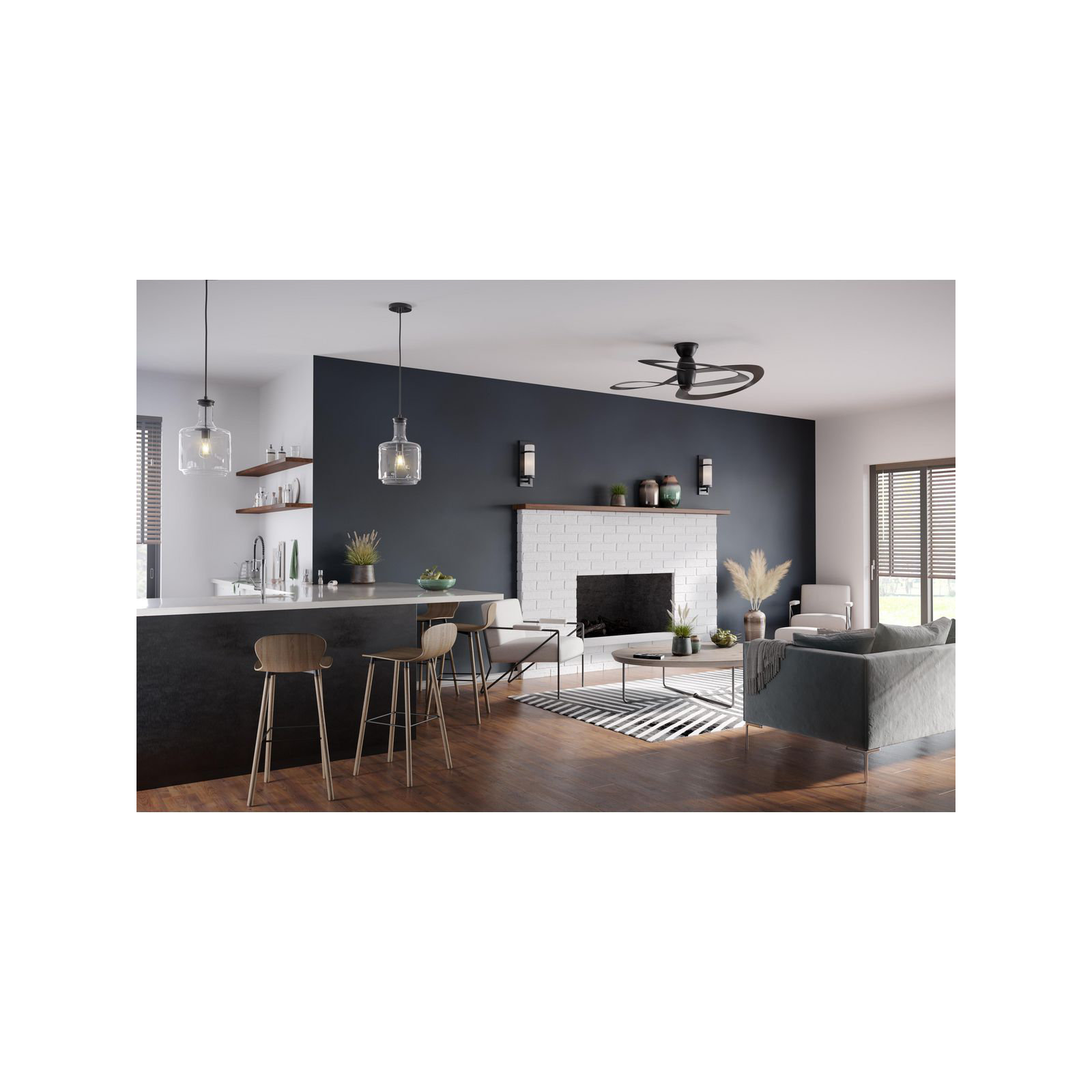 48'' 3 Blade Ceiling Fan, Black