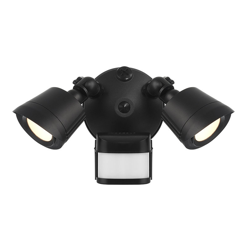 Outdoor Black LED Double Flood Light with Motion Sensor and Adjustable 3CCT Color Temperature, Black