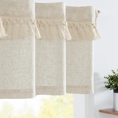 Rustic Linen Valance with Tassels