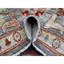 Tapis oriental 7 pi 10 po x 9 pi 9 po gris, étain 100% laine, motif Angus Oushak avec feuilles géométriques, teinture végétale, noué à la main, tapis oriental
