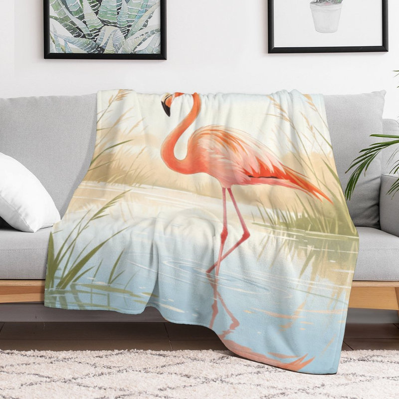 Jeté en flanelle de luxe Flamingo Standi, couverture douce et chaude pour le salon, 50 x 60 po