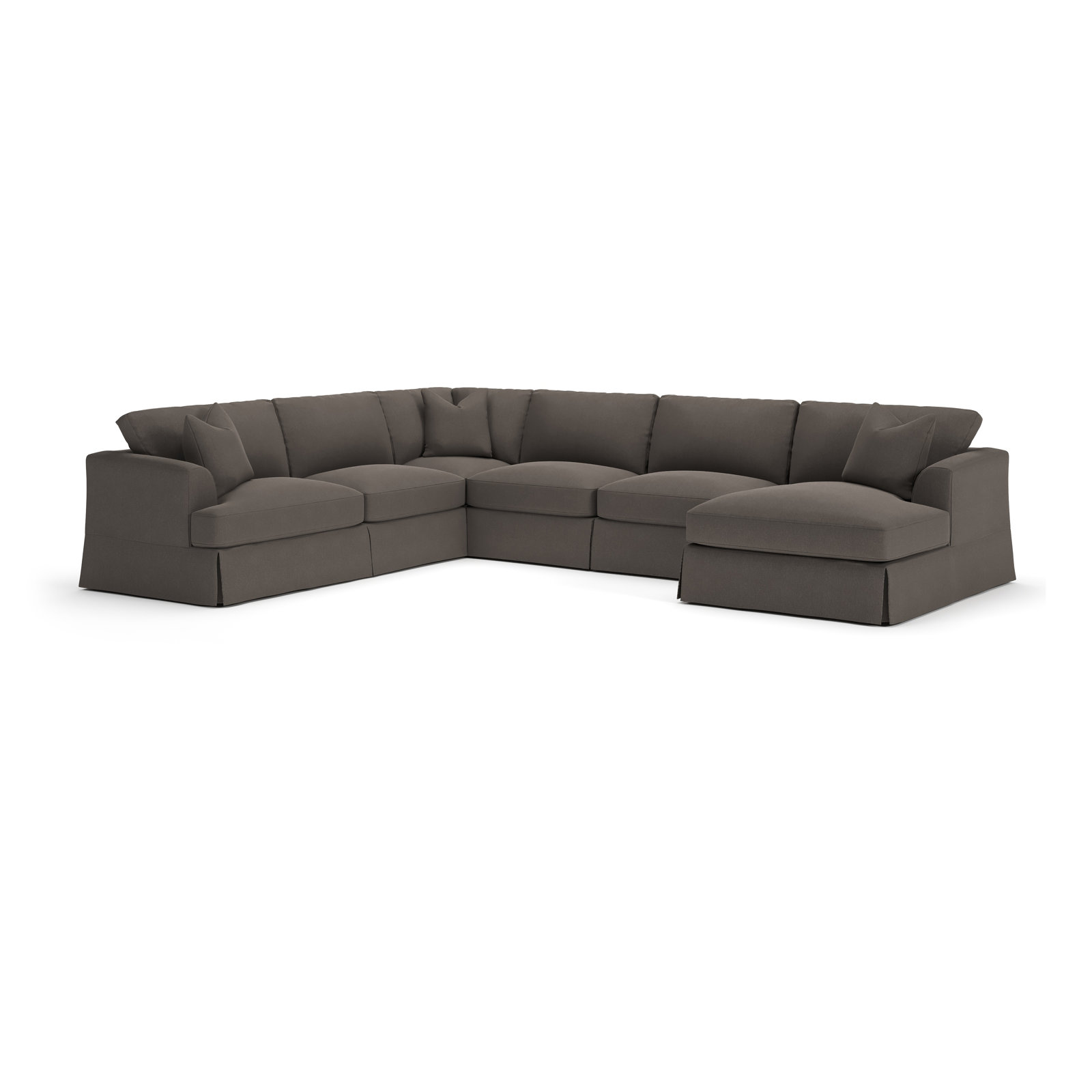 Lucia 151" W U-Shaped Sectional , Right Hand Facing, Drusky Charcoal Sustain® Basketweave
