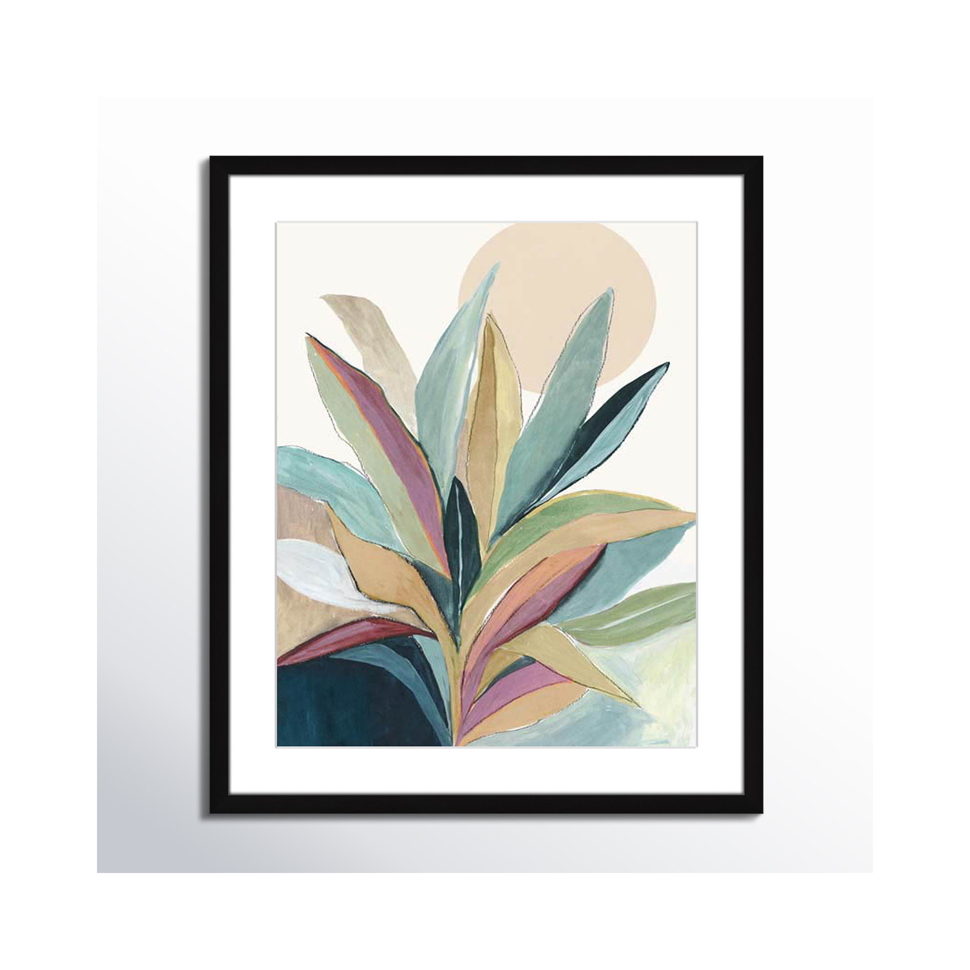 Sherbrooke Sunny Bright Leaves I by Asia Jensen Print, Yes, 25.5" H x 21.5" W x 1.25" D, Black Single Picture Frame