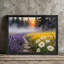 Art encadré noir, sentier floral coucher de soleil, impression de paysage brumeux impressionniste-41277250