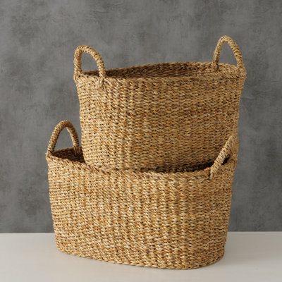 Panier à linge en osier tissé à la main avec poignées
