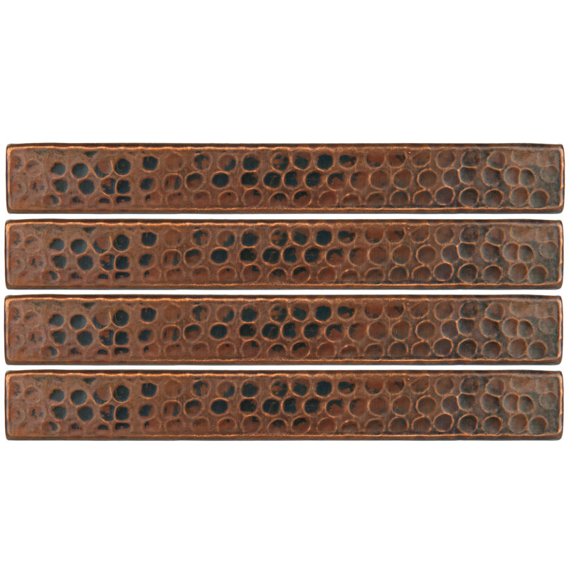 Carreau de cuivre martelé 1 po x 8 po - quantité 4