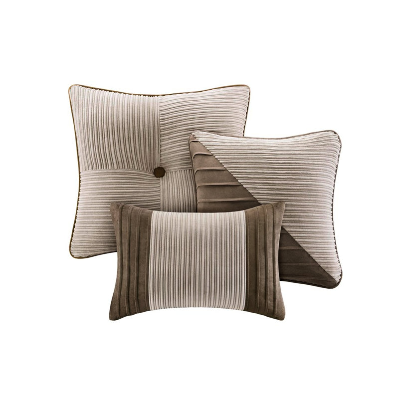 Taupe Corduroy Queen Size Bedding Comforter - Cozy Life Bedroom Soft & Relax, Queen Comforter  + 6 Additional Pieces