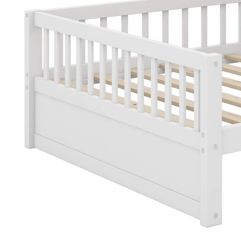 Lit en bois avec tablette de tête de lit, Lit simple, Blanc