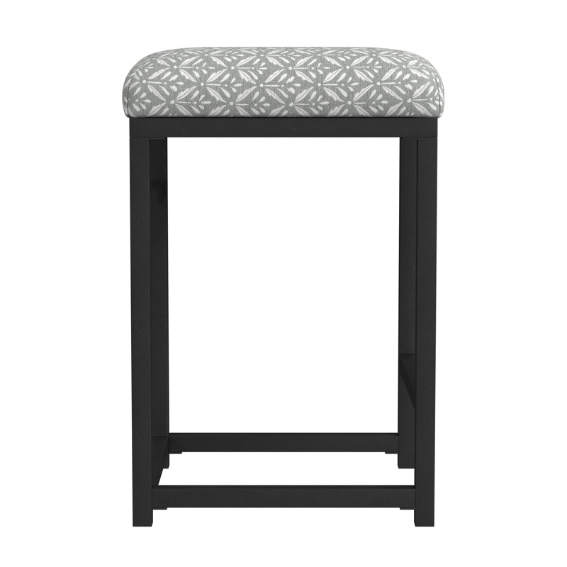 Junad Upholstered Counter Stool, Gray Floral