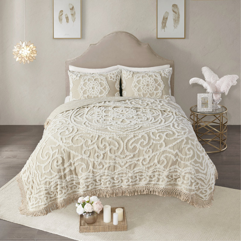 Mini ensemble de couvre-lit touffeté en coton chenille