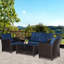 Canapé modulaire de jardin, ensemble de mobilier d'extérieur 4 pièces, ensemble de conversation pour mobilier d'extérieur