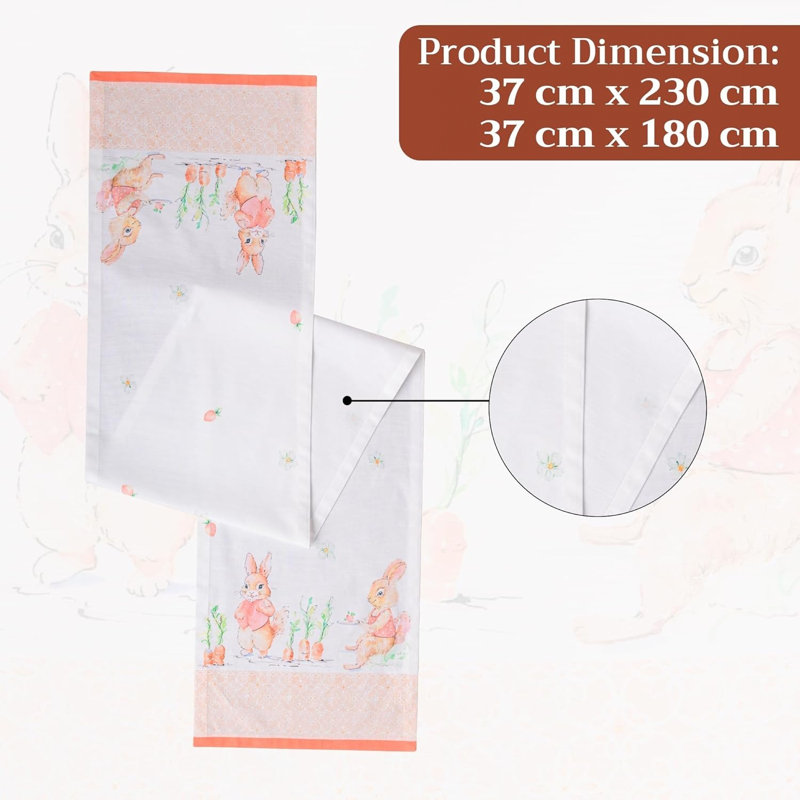 Table runner Cotton Single Layer Table Runners 230 CM long (Bunny Party, 37 cm x 230 cm)