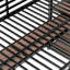 Grand lit mezzanine multifonctionnel classique en métal noir avec bureau intégré, escalier de rangement, lumières DEL et ports USB