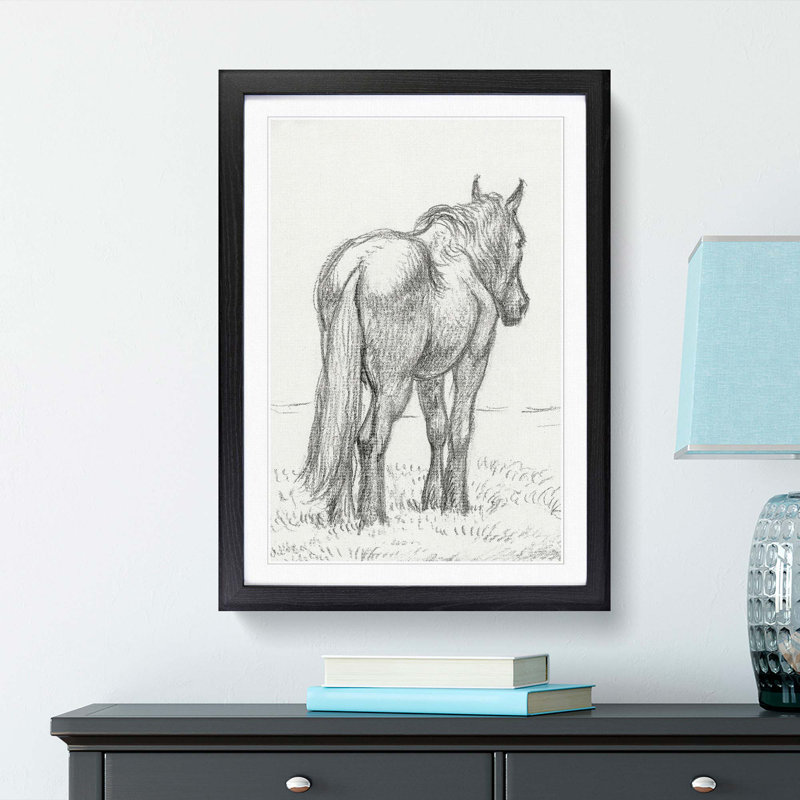 Standing Horse by Jean Bernard - Framed Print, 48cm H x 36cm W x 2cm D, Black Framed