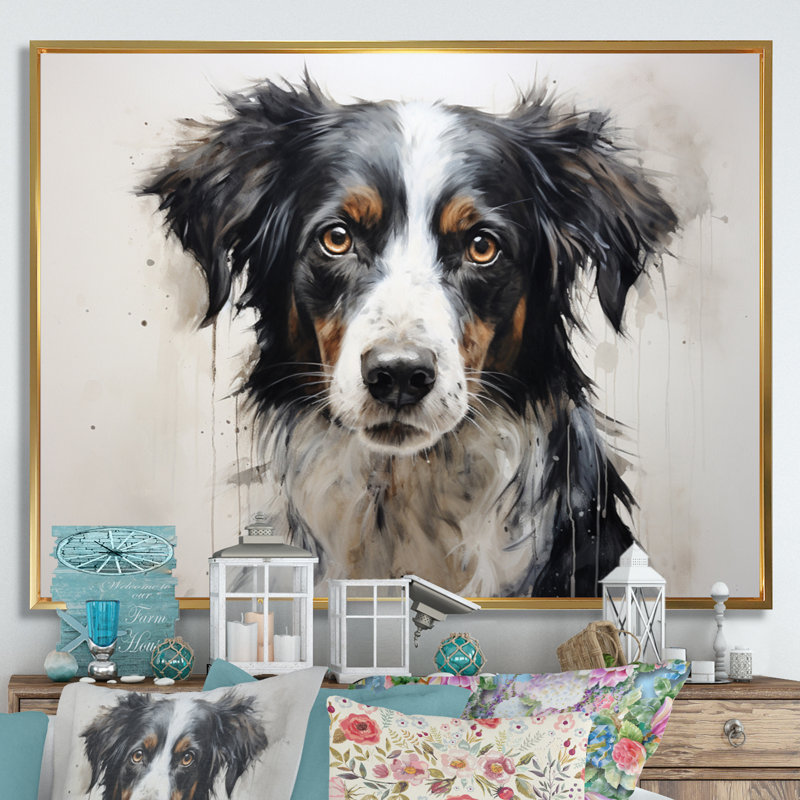 Dog Faithful Companion I - imprimé, H 12 po x l 20 po x P 1 po, Cadre flottant doré