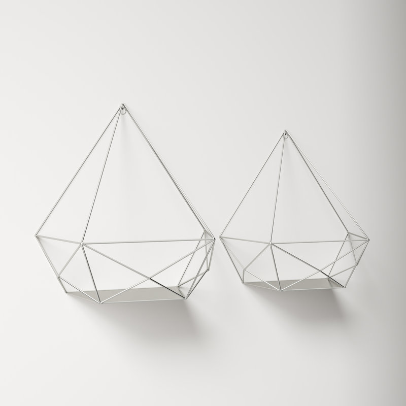 Gibson 2 Piece Diamond Metal Floating Shelf, Silver