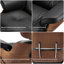 Méridienne Mid-Century en cuir véritable avec repose-pieds, structure en bois massif, pieds en aluminium robuste, mousse à mémoire de forme-133037485