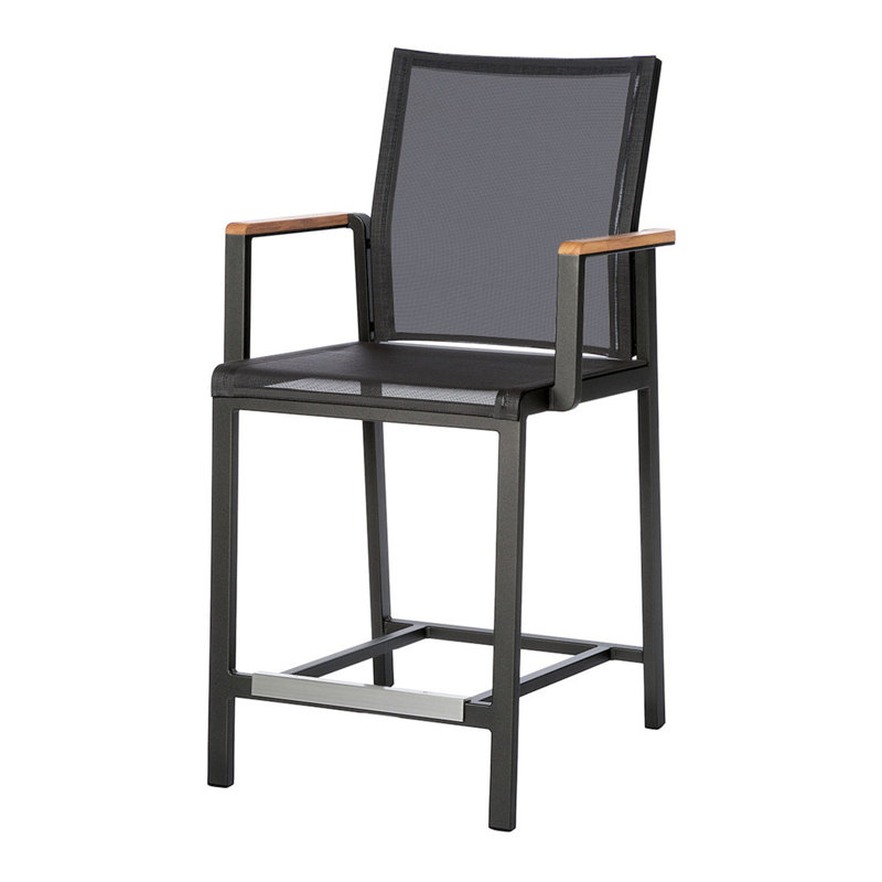 Aura Outdoor Bar Stool, 30", Charcoal, Graphite