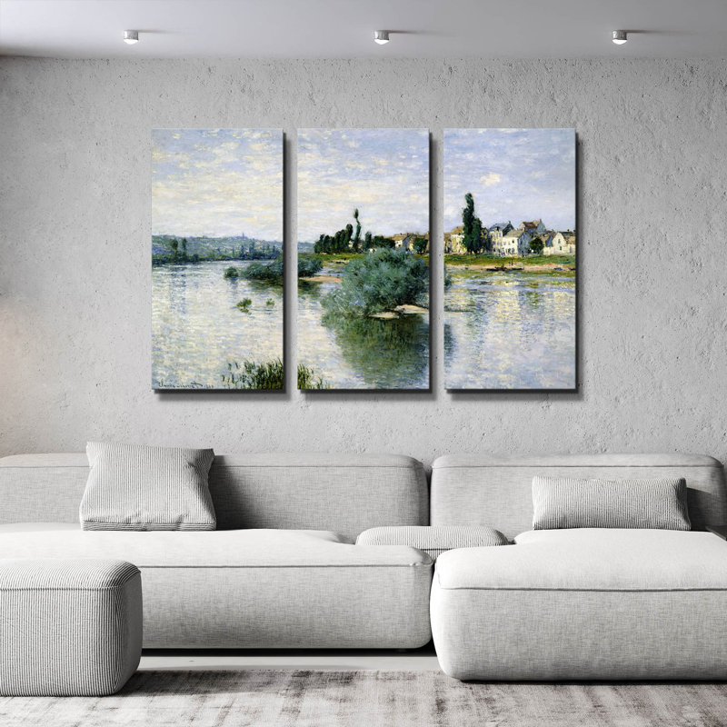 « La Seine à Lavacourt » de Claude Monet, triptyque mural, 152 x 102 cm, 60 po x 40 po