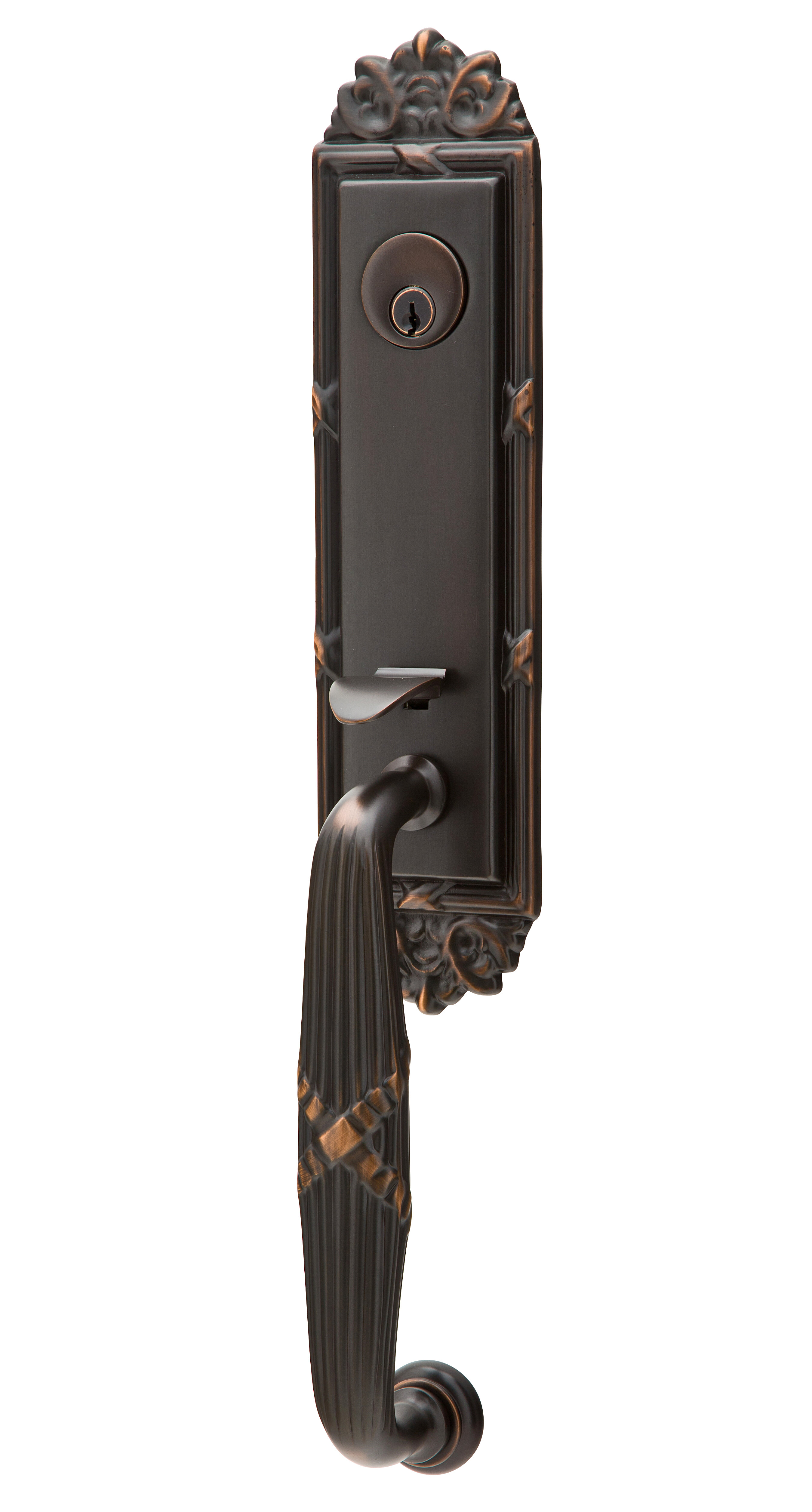Emtek Ribbon and Reed Handleset with Single Cylinder Deadbolt and Door and  Rosette Wayfair