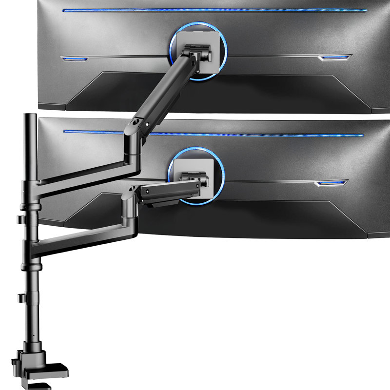 Vivo Pneumatic Arm Dual Ultrawide Monitor Desk Mount For Computer Screens To 49"
