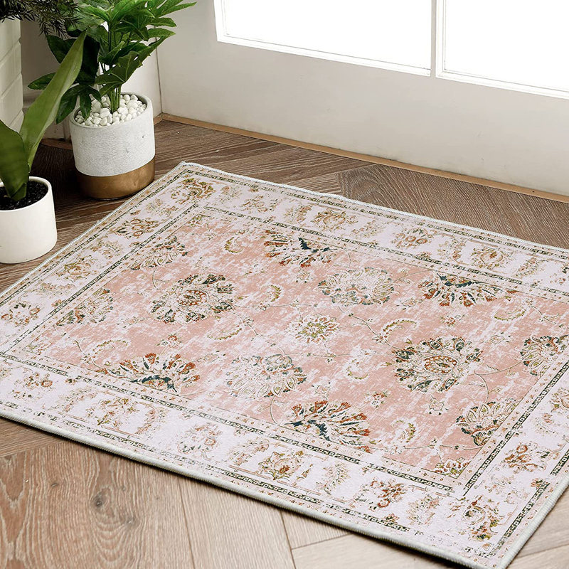 Rgfairy Chenille Mashine Washable Oriental Indoor Arae Rug with Non-Slip Backing for Bedroom Living Room , Rectangle 5' x 7'