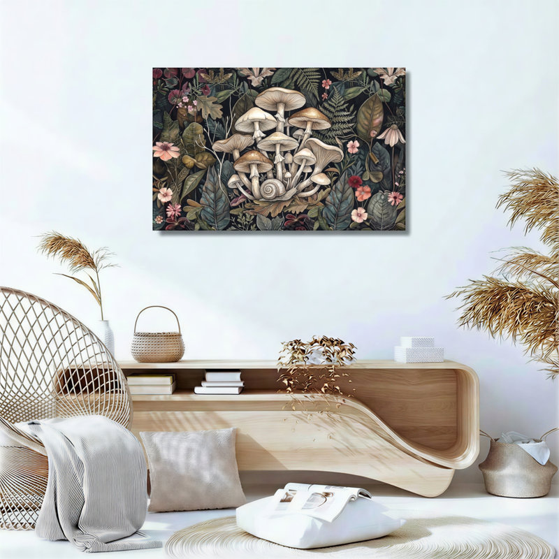 Ensemble de 1 tableau sur toile Forêt de champignons, 36"H x 48"W, Wrapped Canvas