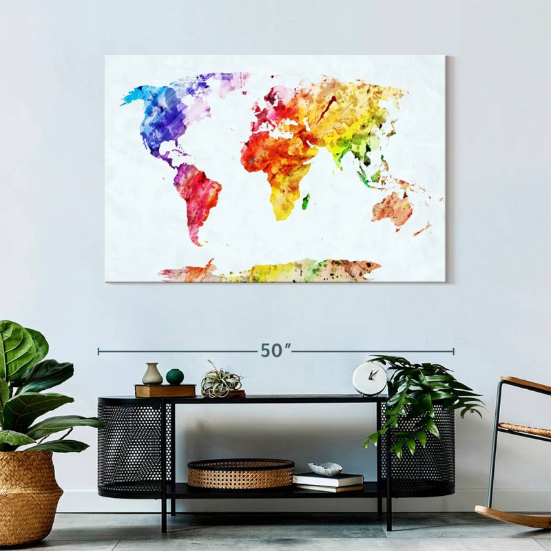 Aliaz Temperate World Map, 32" H x 48" W