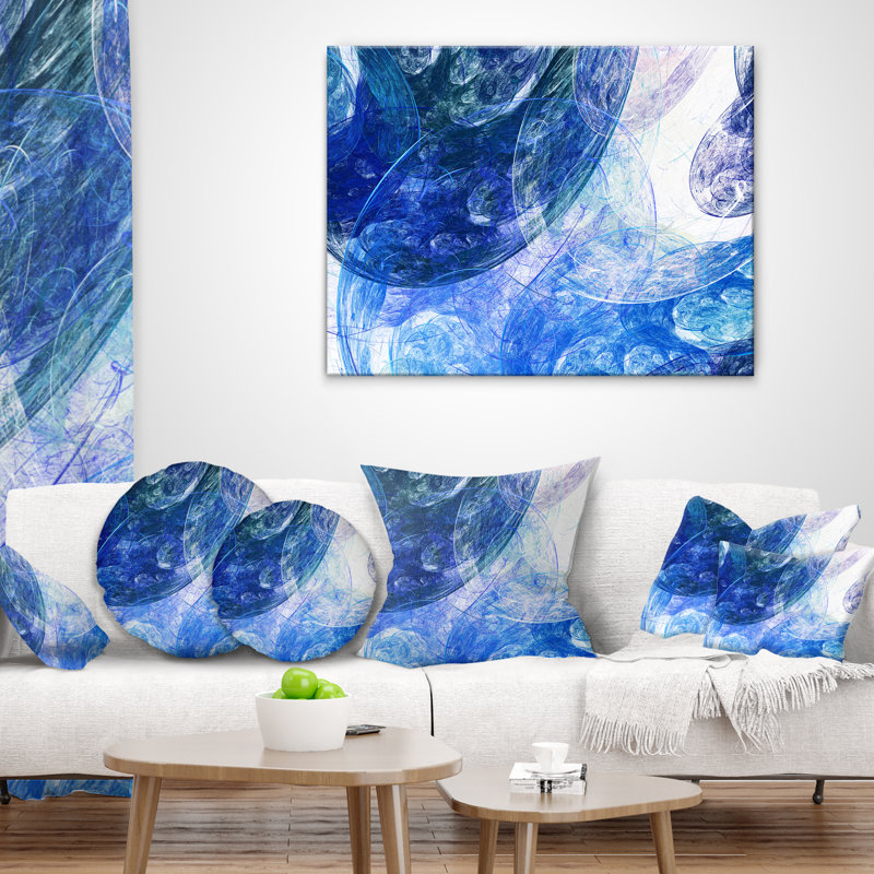 Light Blue Swirling Clouds - Abstract Printed Pillow, 16" x 16", Throw Pillow