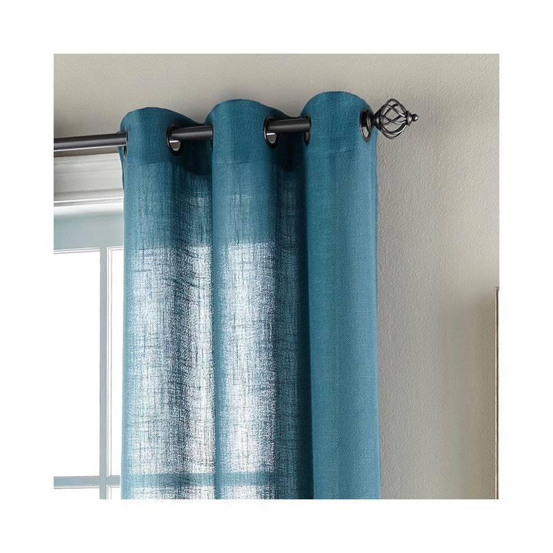 Morganna Semi Sheer Curtain Pair, Teal, 37" W x 84" L