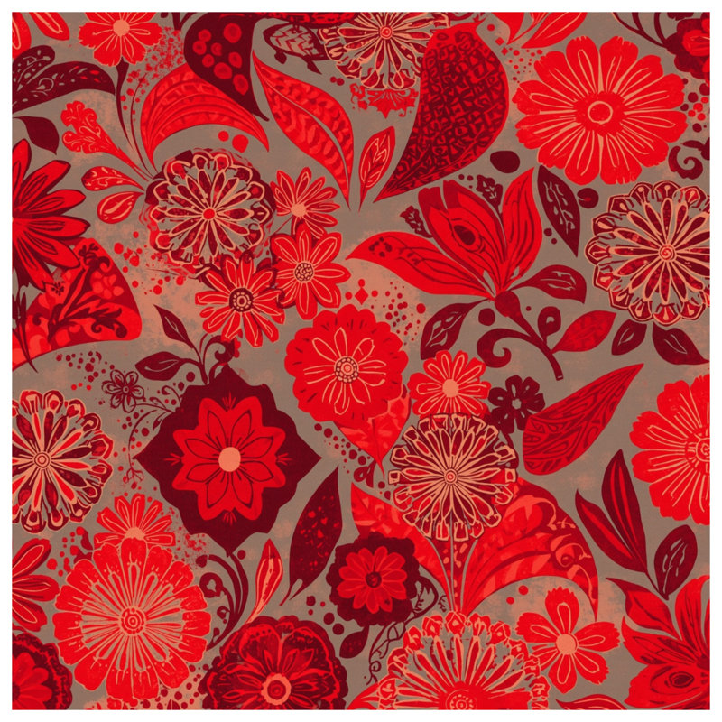 Édredon rouge à motif floral, Lit simple