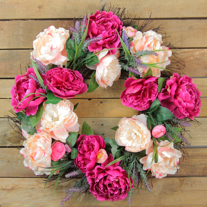 Northlight Peony and Twig Floral Wreath - Thumbnail 3