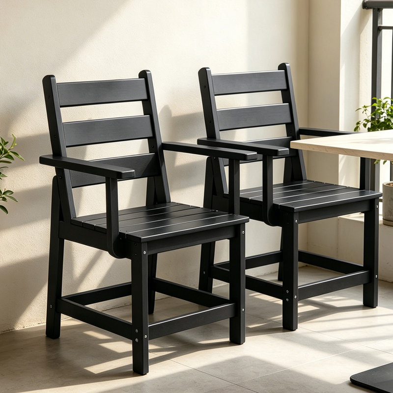 Ensemble de 2 chaises d'extérieur en PEHD, Noir